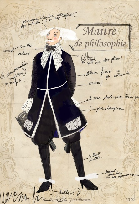 Croquis du costume du Maitre de philosophie, Le Bourgeois Gentilhomme © Vanessa Sannino
