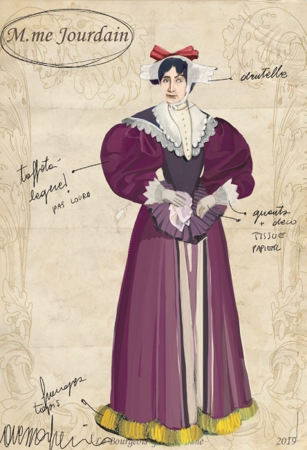Croquis du costume de Mme Jourdain, Le Bourgeois Gentilhomme © Vanessa Sannino