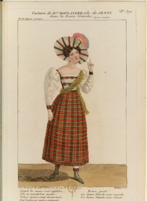 Costume de Mme Boulanger, rôle de Jenny dans La Dame blanche, Louis Maleuvre, 1825, Bibliothèque nationale de France, Collection Opéra-Comique