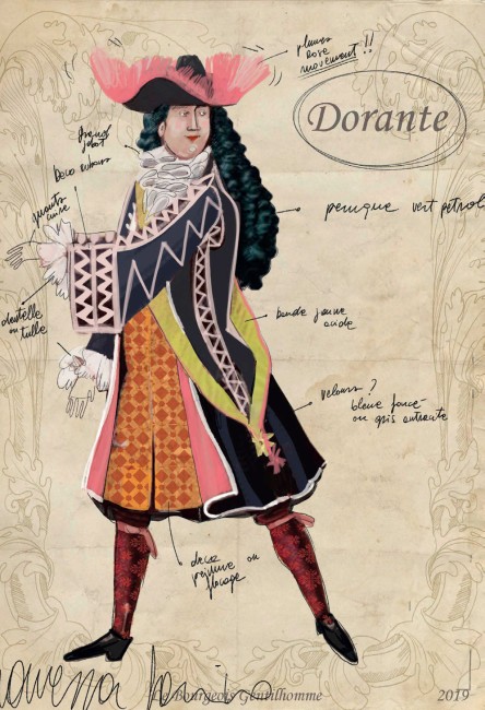 Croquis du costume de Dorante, Le Bourgeois Gentilhomme © Vanessa Sannino