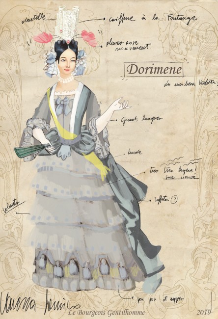 Croquis du costume de Dorimene, Le Bourgeois Gentilhomme © Vanessa Sannino