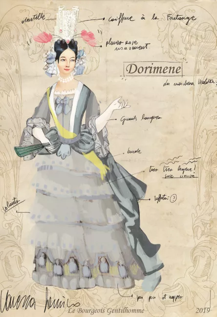 Croquis du costume de Dorimene, Le Bourgeois Gentilhomme © Vanessa Sannino
