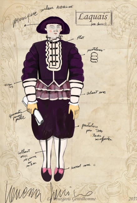 Croquis du costume des Laquais, Le Bourgeois Gentilhomme © Vanessa Sannino