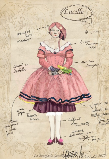 Croquis du costume de Lucile, Le Bourgeois Gentilhomme © Vanessa Sannino