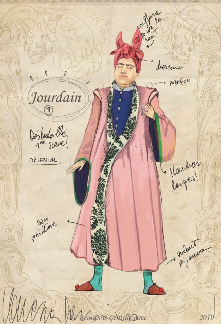 Croquis du costume de Mr Jourdain, Le Bourgeois Gentilhomme © Vanessa Sannino