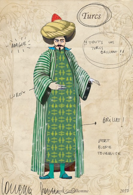 Croquis du costume des Turcs, Le Bourgeois Gentilhomme © Vanessa Sannino