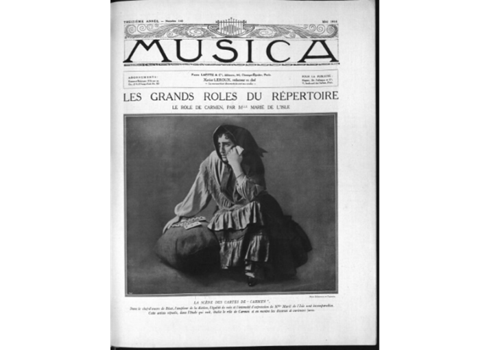 La scène des cartes de Carmen, gravure de Ruck, revue Musica n°140, mai 1914, Bibliothèque des Arts décoratifs, Paris