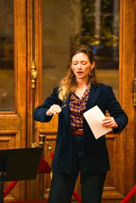 Masterclasse de Sabine Devieilhe et Mathieu Pordoy avec l'Académie de l'Opéra-Comique, Foyer, novembre 2024 © Paul Abi Hayla