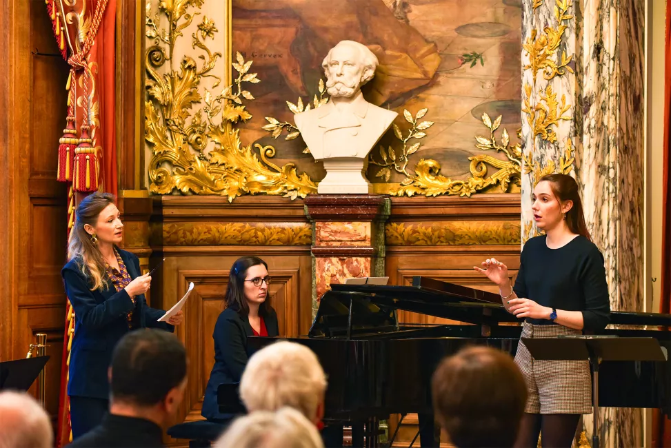 Masterclasse de Sabine Devieilhe et Mathieu Pordoy avec l'Académie de l'Opéra-Comique, Foyer, novembre 2024 © Paul Abi Hayla