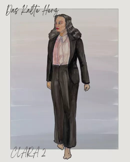 Croquis costume de Clara n°2 (Nuit sans aube, 2026) © Molly Irelan