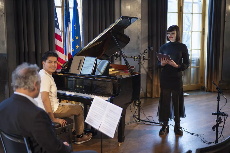 Masterclasse avec Louis Langrée, organisée à la Villa Albertine, au Payne Whitney Mansion à New York, le 23 mars 2026