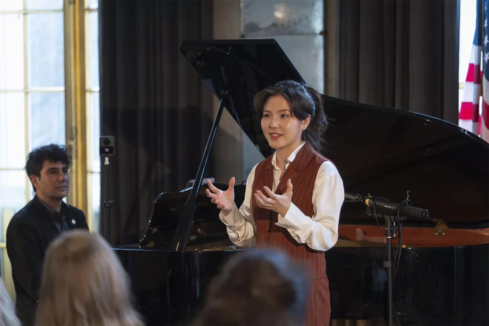 Masterclasse avec Louis Langrée, organisée à la Villa Albertine, au Payne Whitney Mansion à New York, le 23 mars 2026