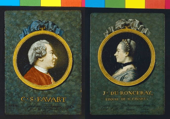 	<p>Portraits de Charles-Simon et Justine Favart par du Ronceray, frère de Madame Favart, 1760 © BnF, archives de l’Opéra Comique</p>
 
