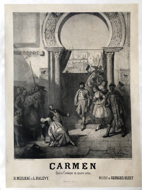 	<p>Affiche de <em>Carmen</em> imprimée par Choudens, l’éditeur de Bizet, en 1875 © Bibliothèque-musée de l’Opéra</p>
 