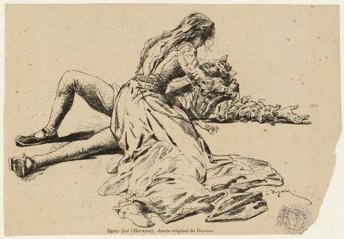 	<p>Reprise d’<em>Hernani</em> à la Comédie-Française, dessin de Dupain gravé par Gillot, 1877 © Paris Musées</p>
 