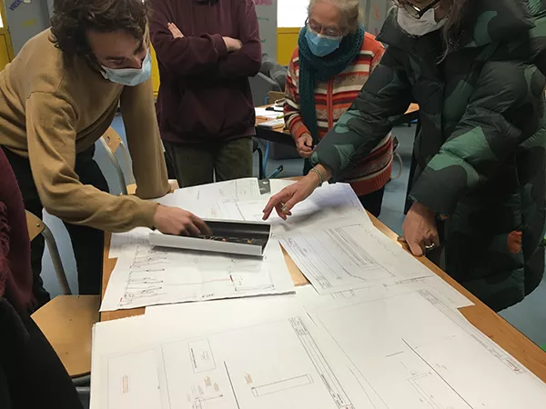 Premier atelier décor du projet à Poissy