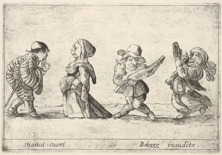 	<p>Personnages grotesques, par Agostino Mitelli, vers 1684. Phyllis Massar Collection © MetMuseum</p>
 