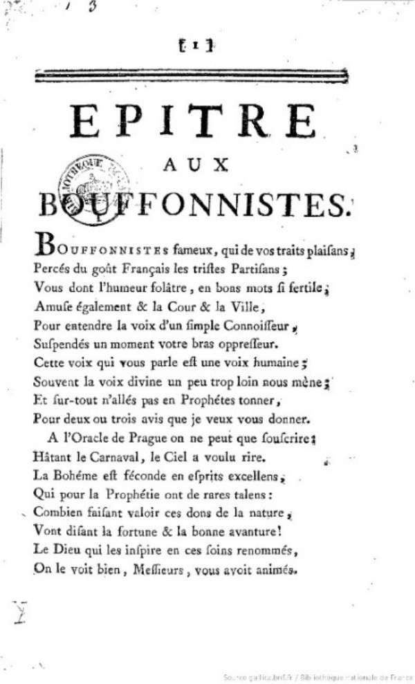 épitre aux bouffonistes