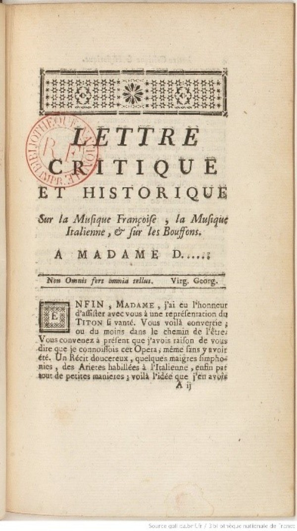 Lettre critique et historique