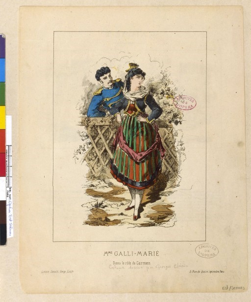 	<p>Esquisse de costume pour Célestine Galli-Marié dans le rôle de Carmen, 1875 © BnF</p>
 