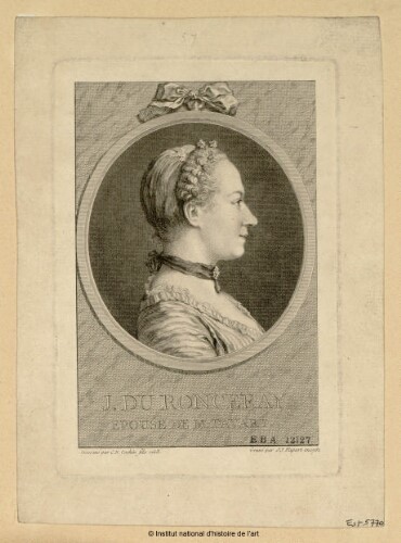 	<p>Portrait de Justine Favart par Cochin, 1762 © INHA</p>
 