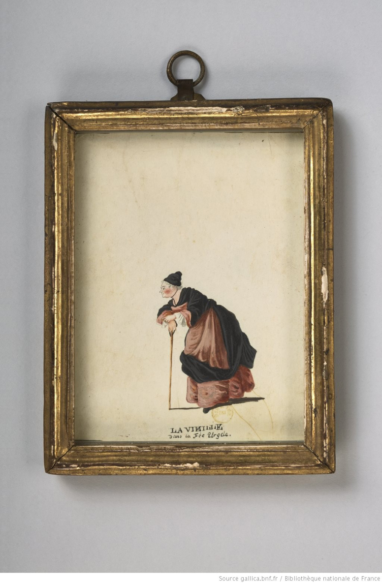 	<p>Justine Favart, la Vieille dans <em>La Fée Urgèle</em>, par Jean-Louis Fesch, env. 1770 © Bibliothèque nationale de France</p>
 