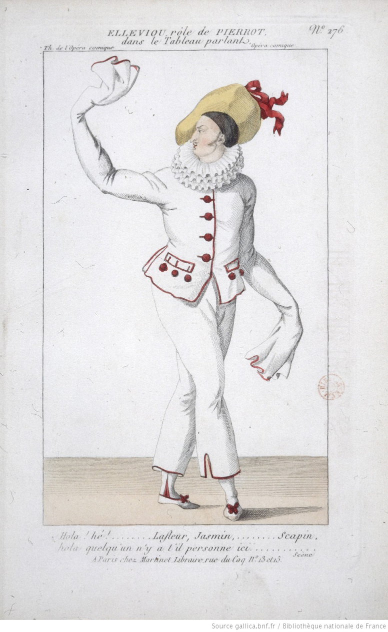 	<p>Costume d’Elleviou dans le rôle de Pierrot dans <em>Le Tableau parlant</em>, 1811 © Bibliothèque nationale de France</p>
 
