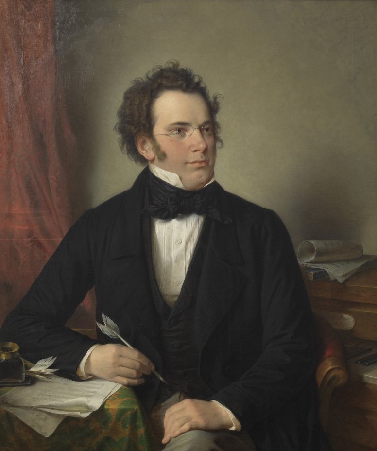 	<p>Franz Schubert, par son ami Wilhelm August Rieder (1796-1880), portrait à l’huile réalisé d’après une aquarelle prise sur le vif en 1825 : c’est le portrait le plus ressemblant du compositeur d’après ses amis</p>
 